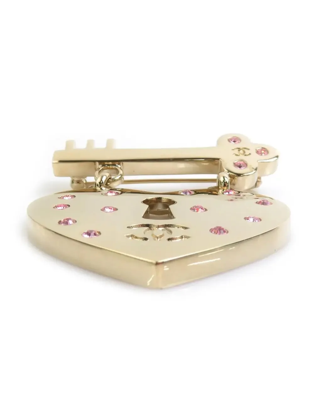Chanel Heart Lock And Key Brooch Metal #250199C65B